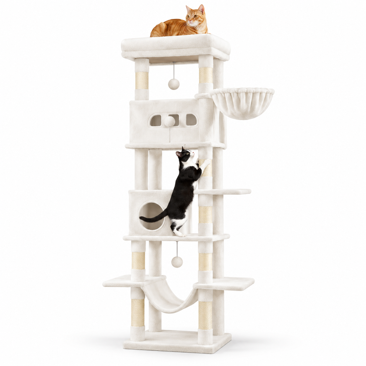 Arbre à chat XXL de 210 cm avec niches et hamacs