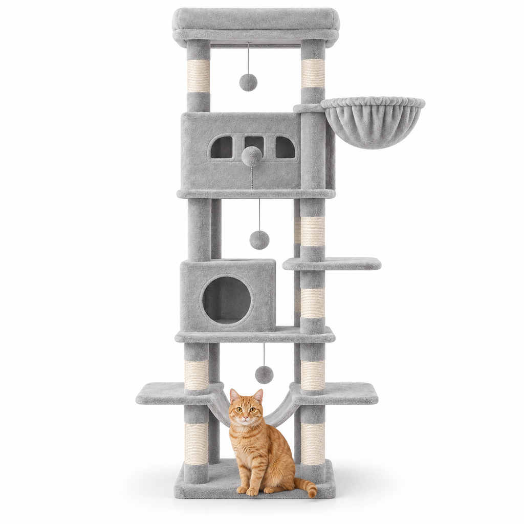 Arbre à chat XXL de 210 cm avec niches et hamacs
