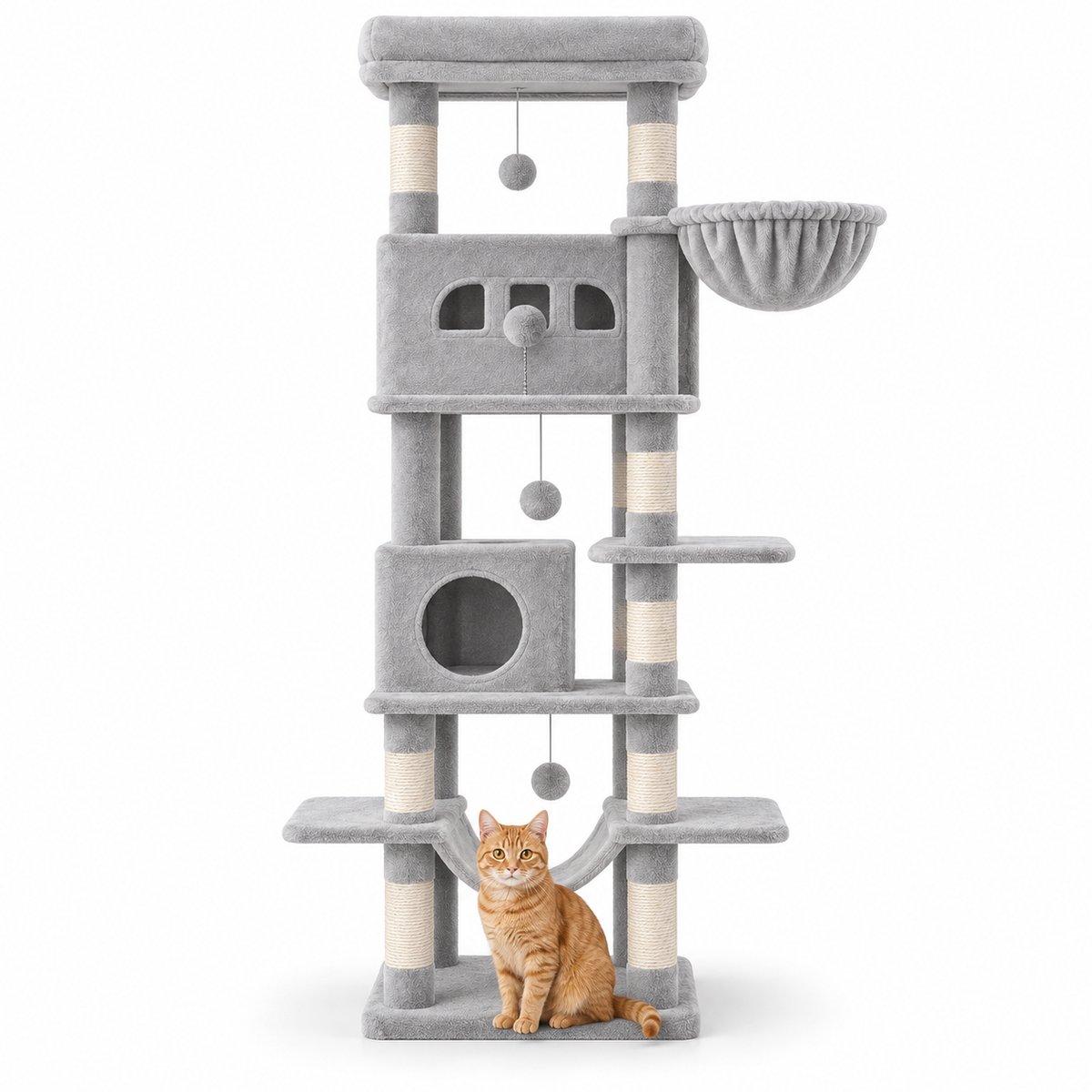 Arbre à chat XXL de 210 cm avec niches et hamacs