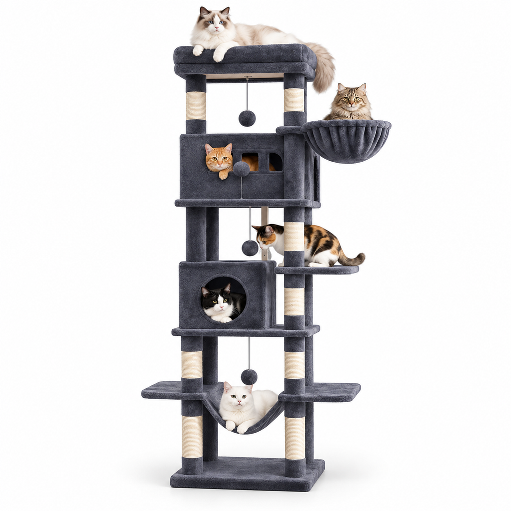 Arbre à chat XXL de 210 cm avec niches et hamacs