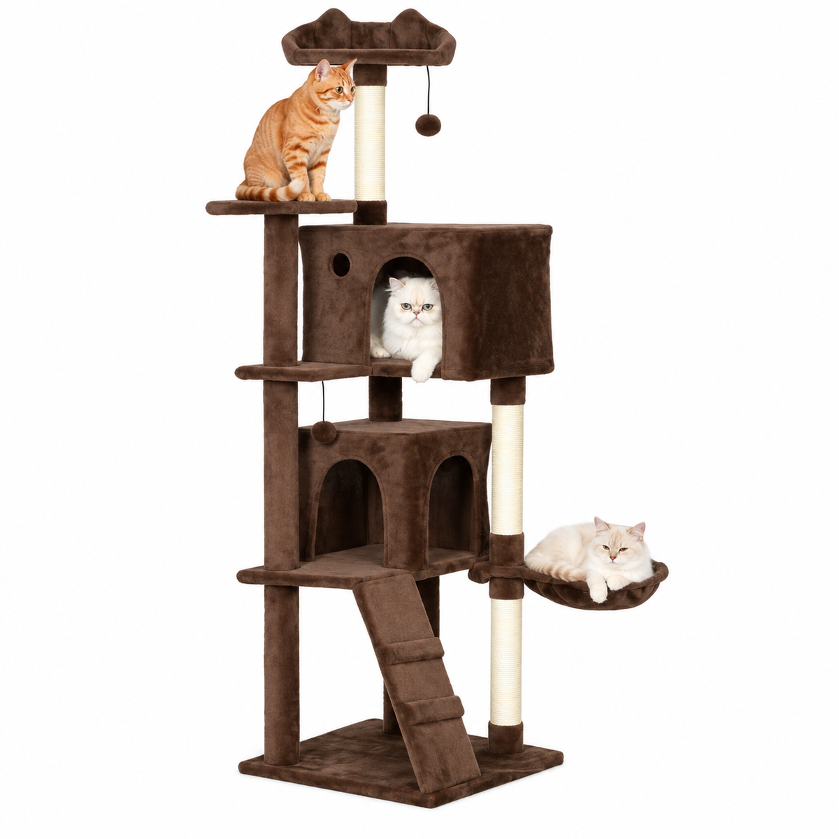 Arbre à chat de 160 cm avec deux niches et hamac