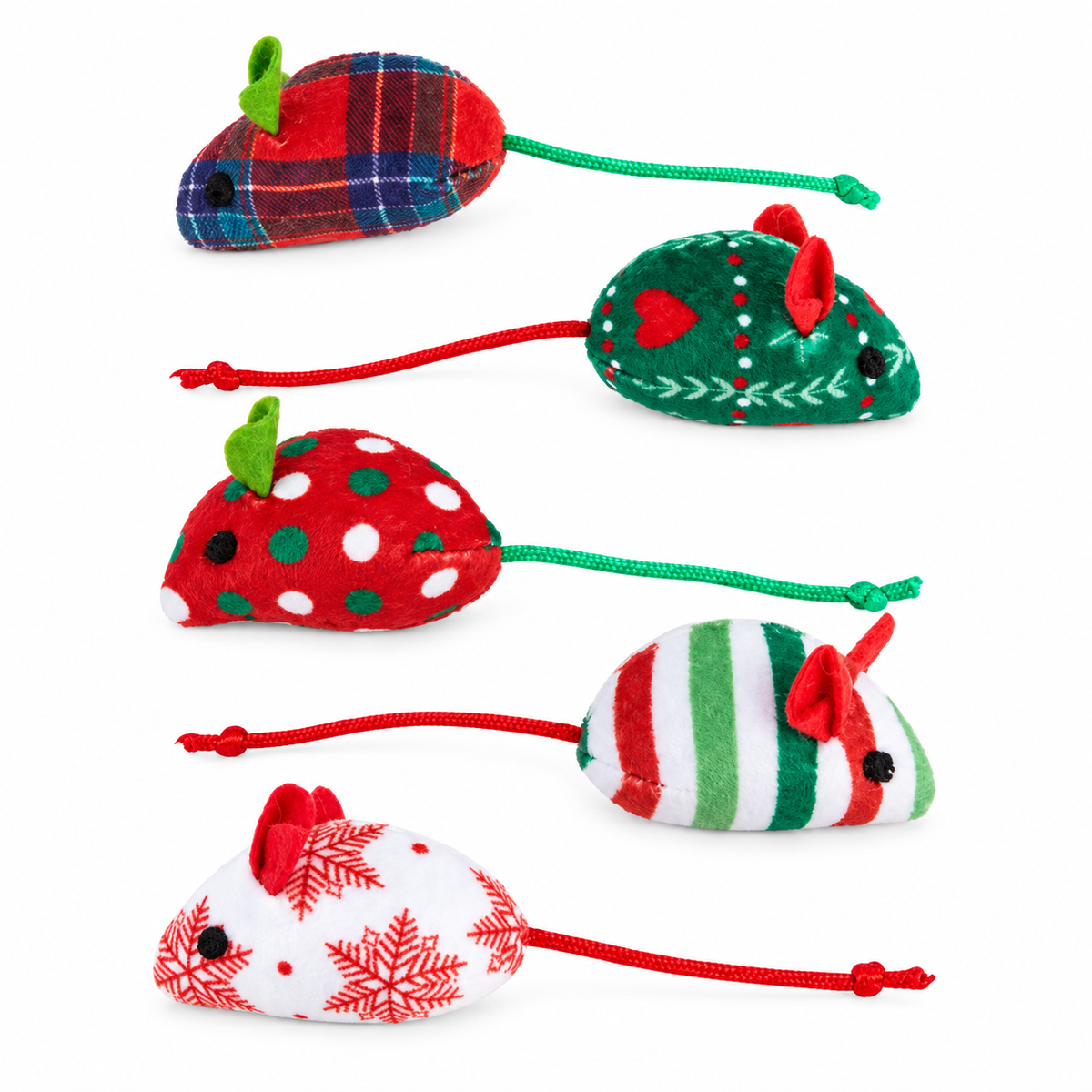 Lot de 5 souris de Noël à l’herbe à chat