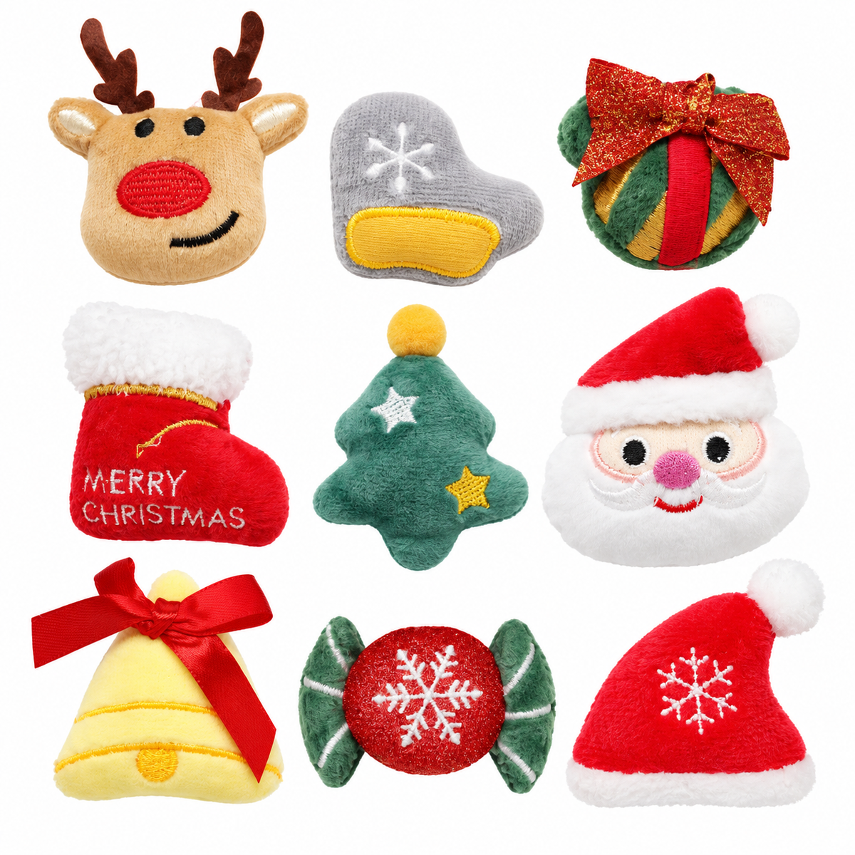 Lot de 9 jouets de Noël en peluche pour chat