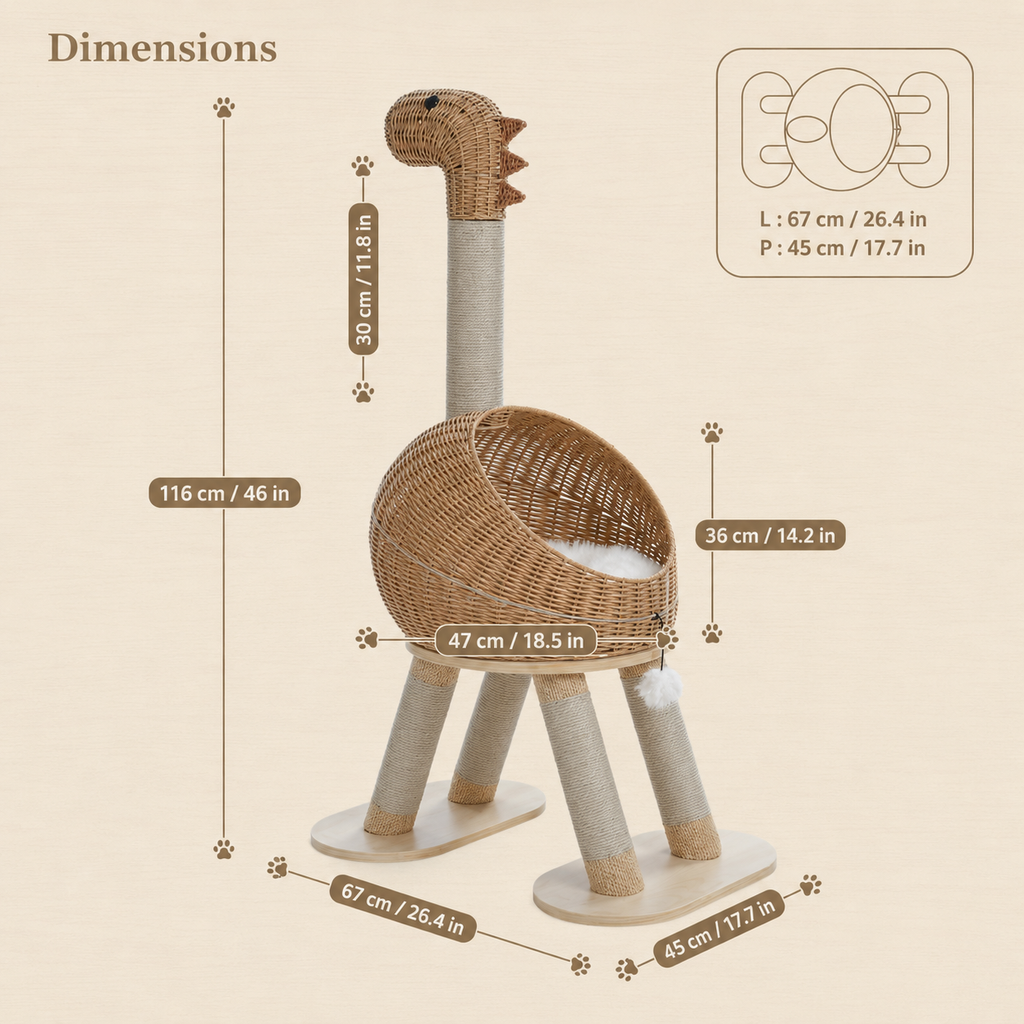 Arbre à chat design en forme de dinosaure