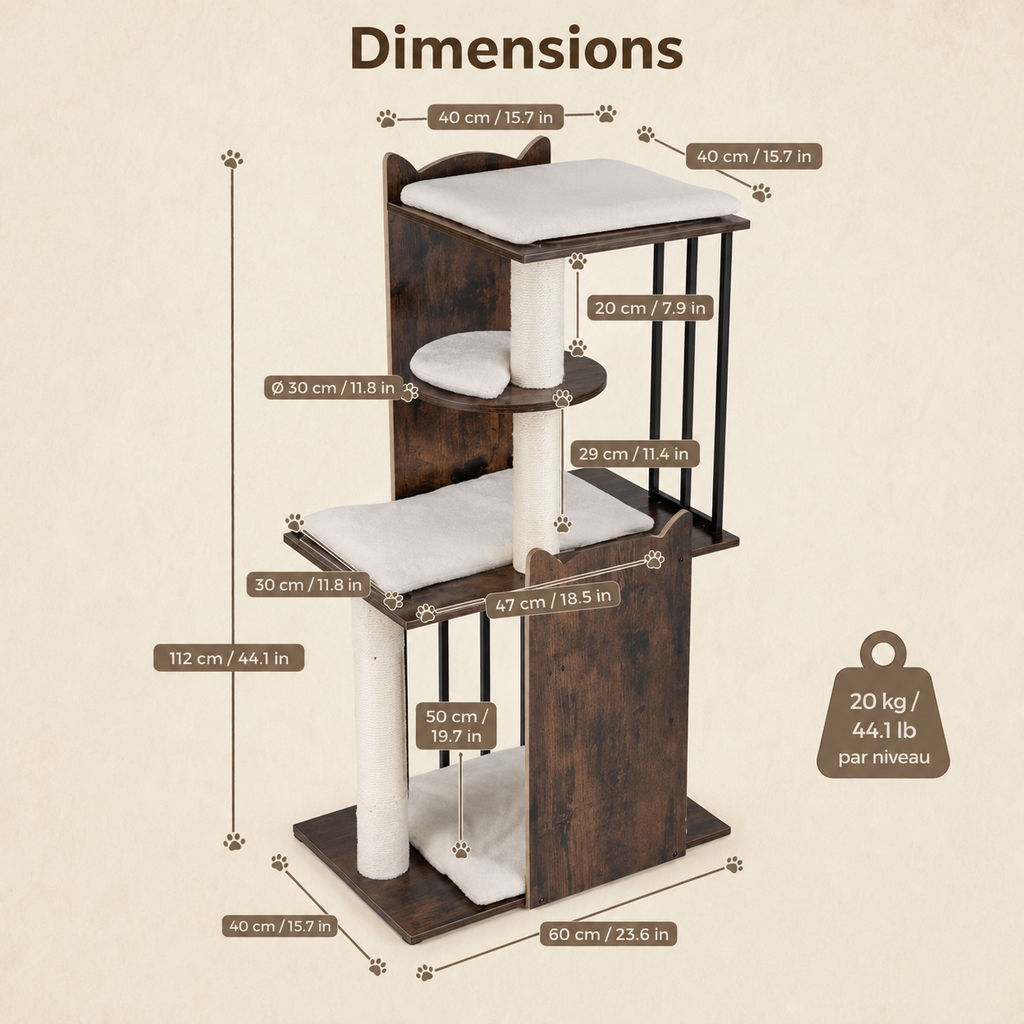 Arbre à chat design multi-niveaux