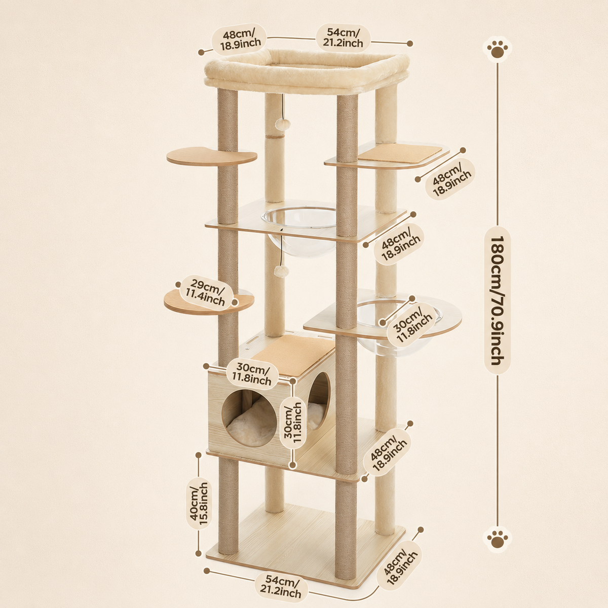 Arbre à chat en bois XXL à multi-niveaux