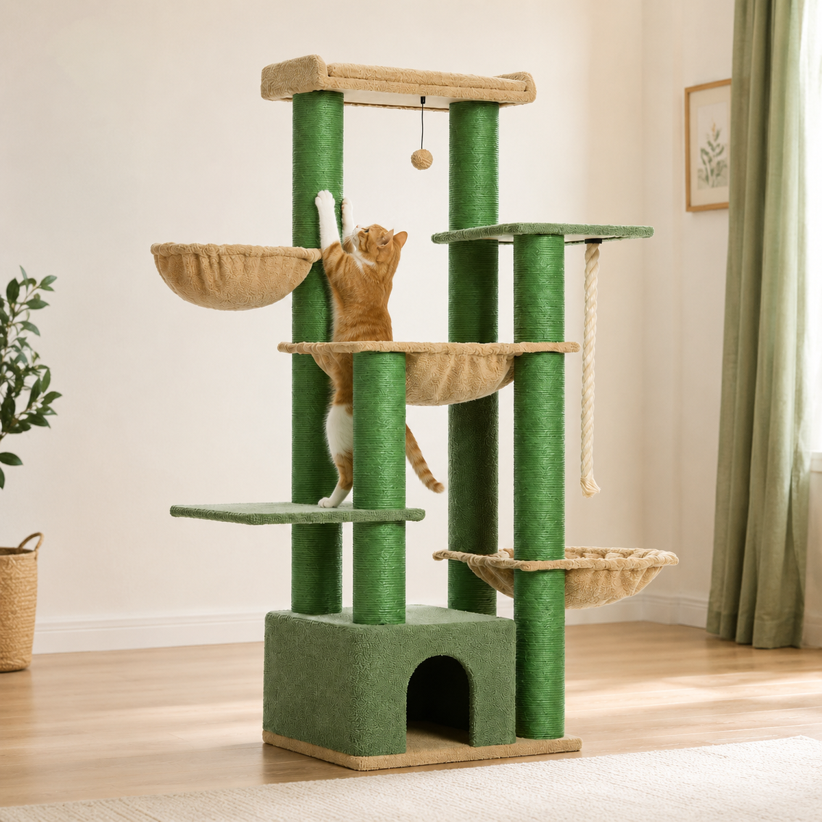 Arbre à chat XXL vert pour Maine Coon et chats de grande taille