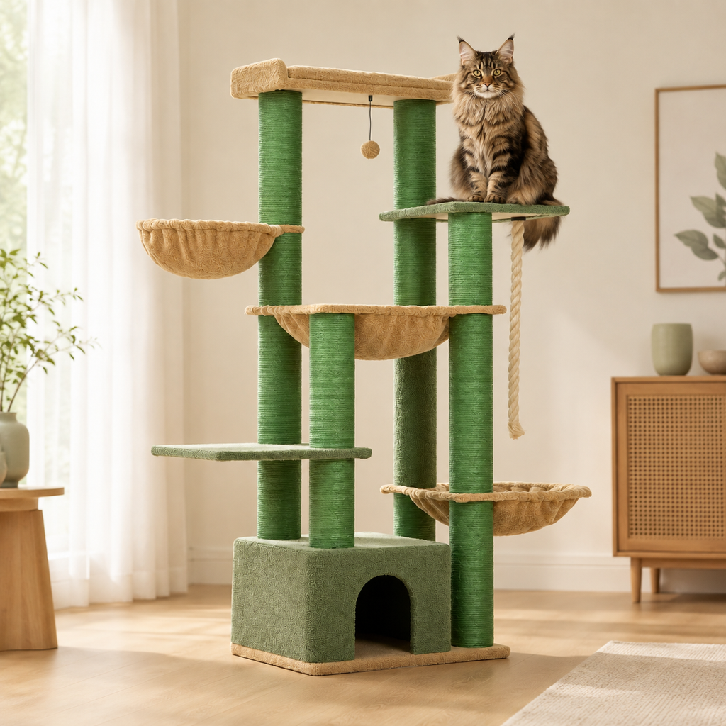 Arbre à chat XXL vert pour Maine Coon et chats de grande taille