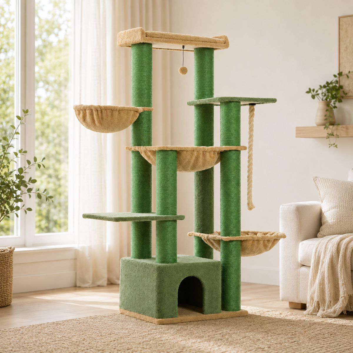 Arbre à chat XXL vert pour Maine Coon et chats de grande taille