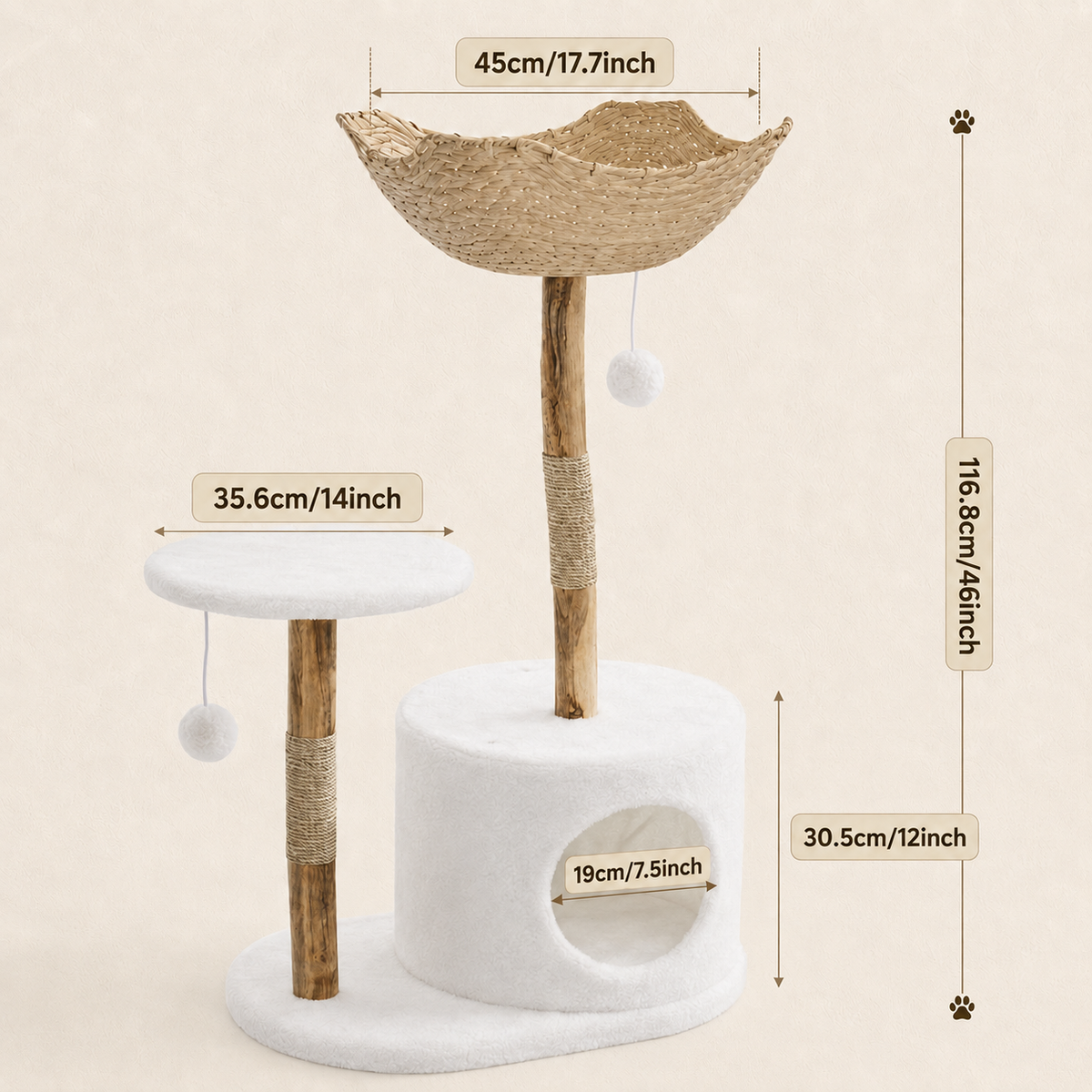 Arbre à chat design en bois et rotin