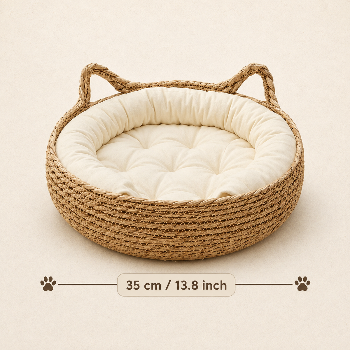 Panier en osier pour chat avec coussin rembourré
