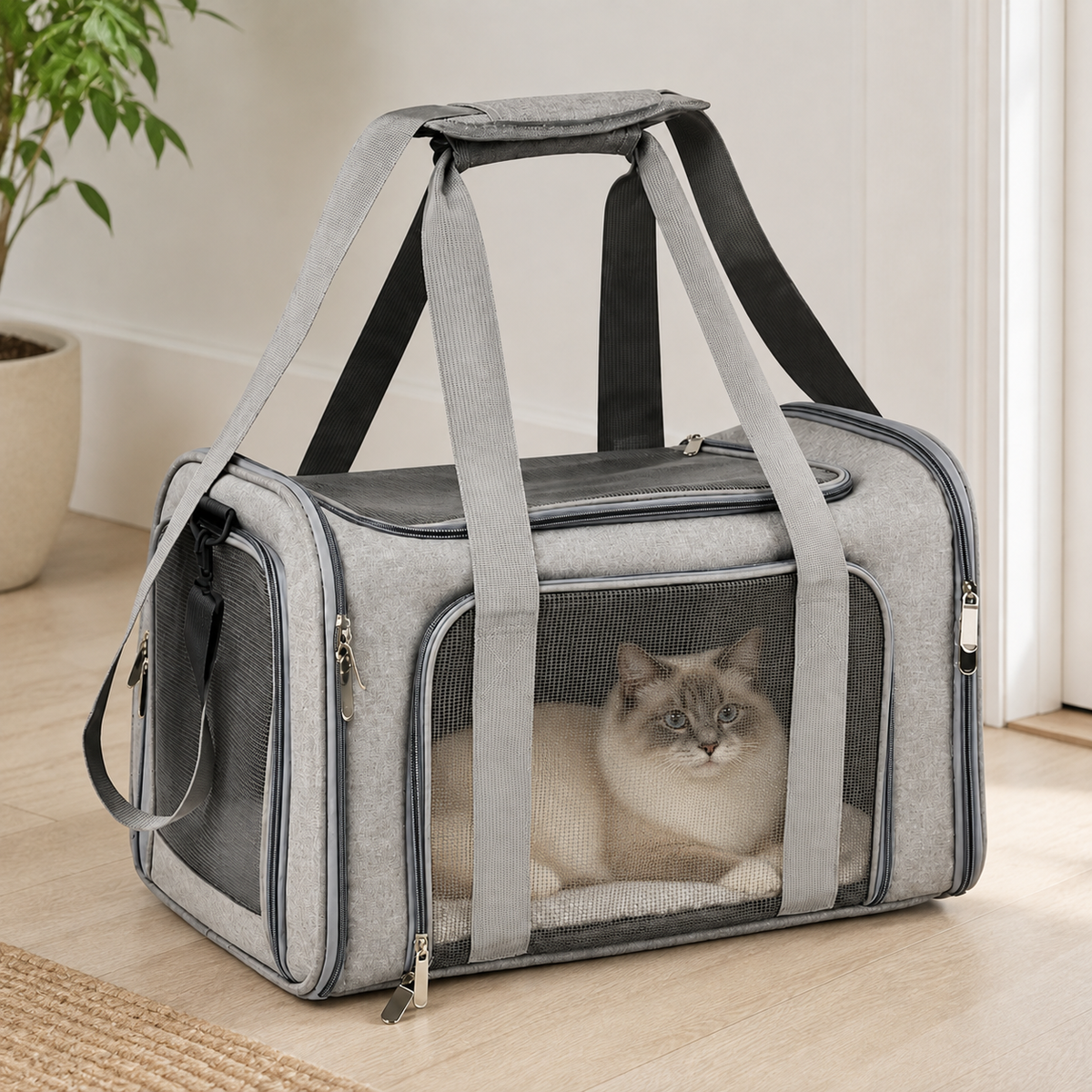 Panier de transport pour chat souple avec bandoulière