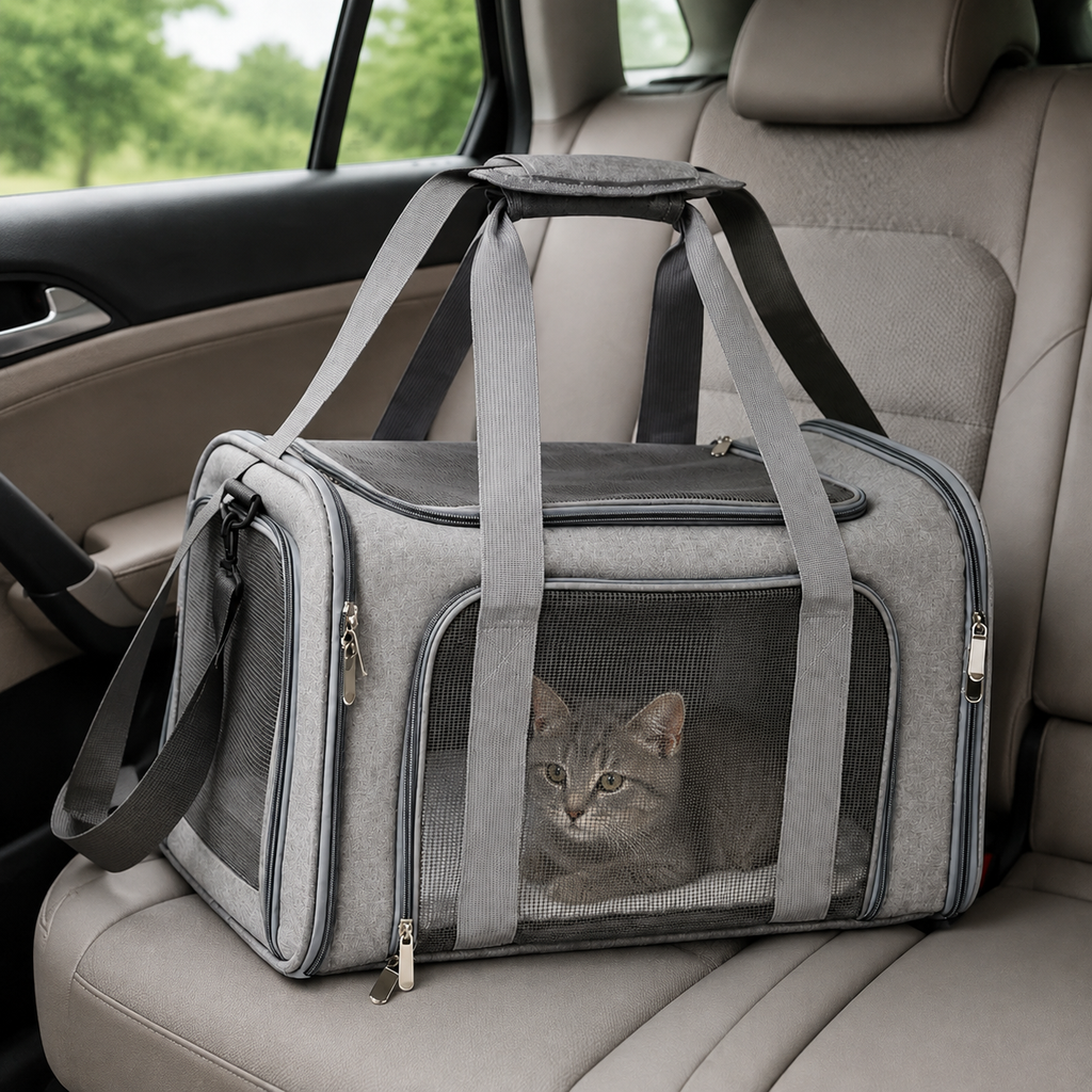 Panier de transport pour chat souple avec bandoulière