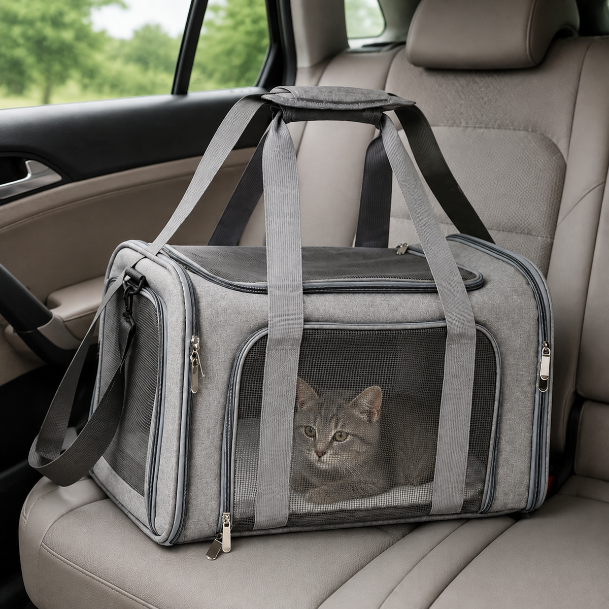 Panier de transport pour chat souple avec bandoulière