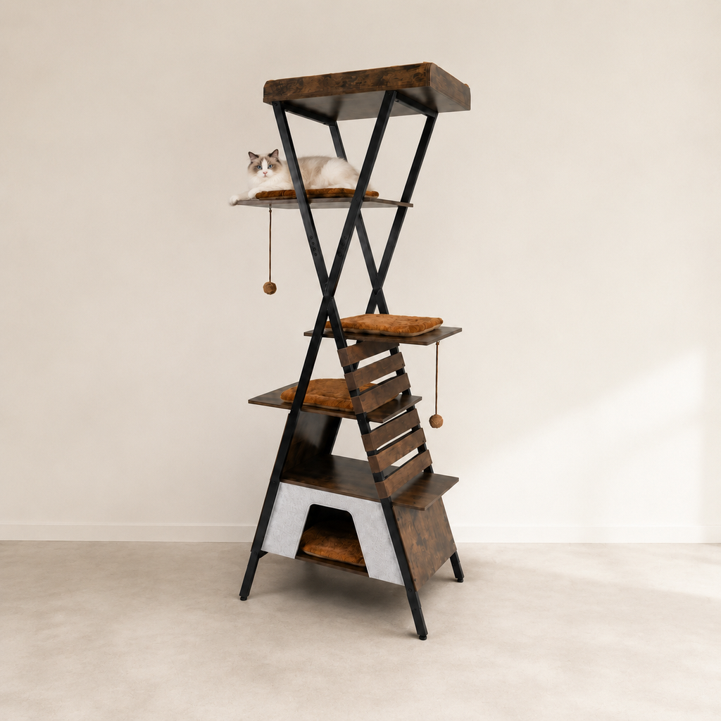 Arbre à chat design avec structure métallique