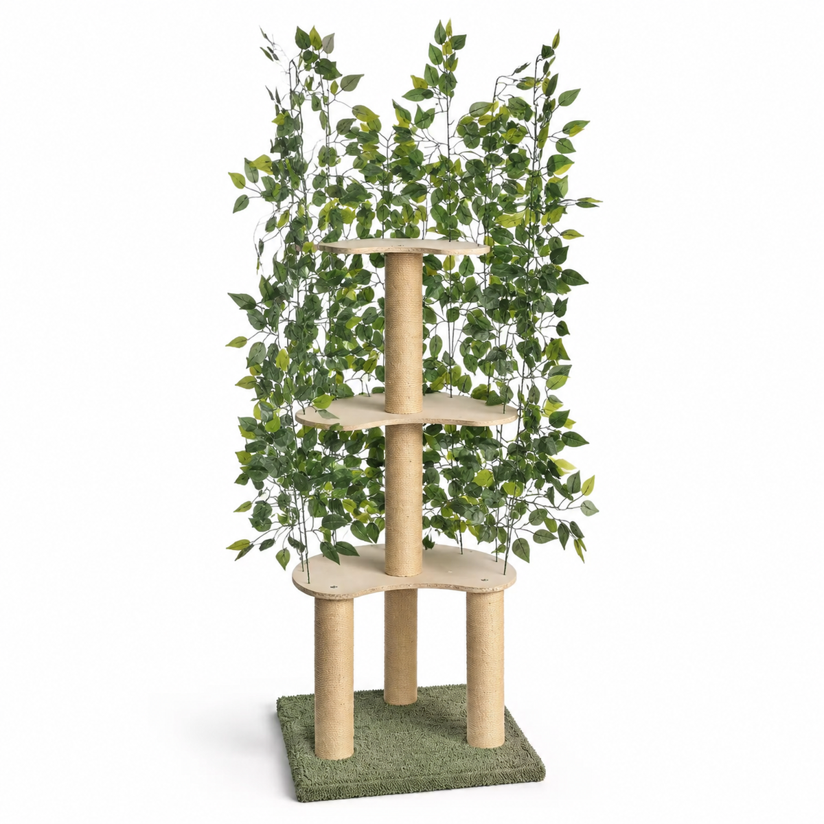 Arbre à chat design avec feuillage décoratif