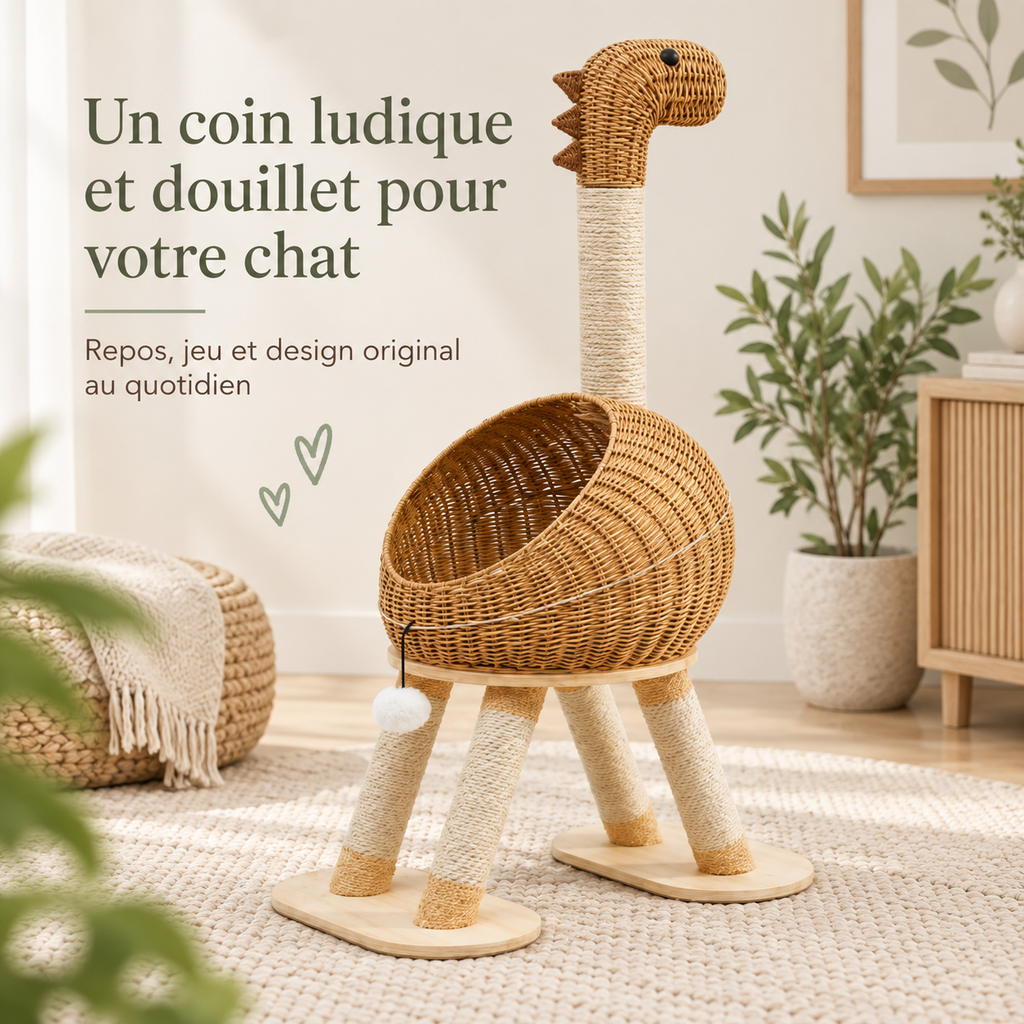 Arbre à chat design en forme de dinosaure