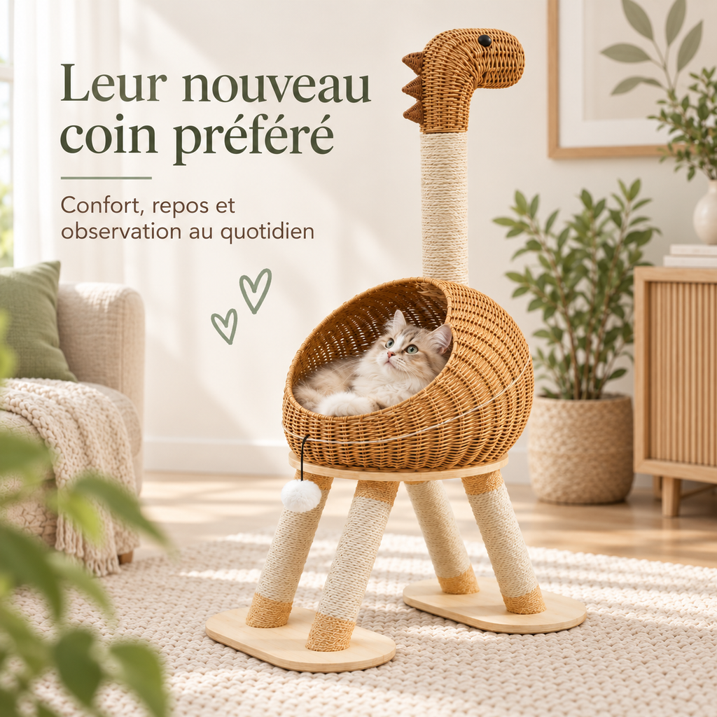 Arbre à chat design en forme de dinosaure