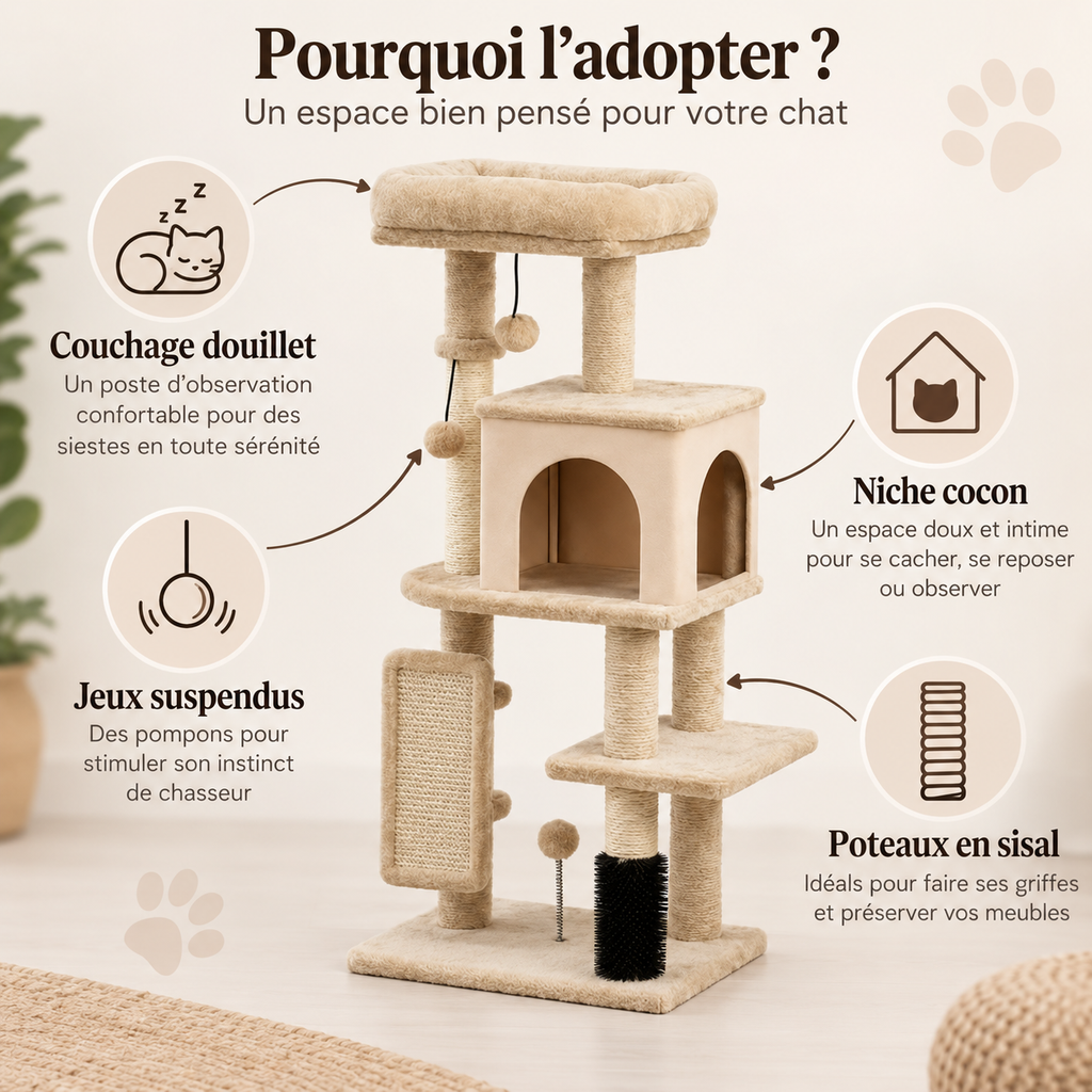 Arbre à chat design et couchage supérieur