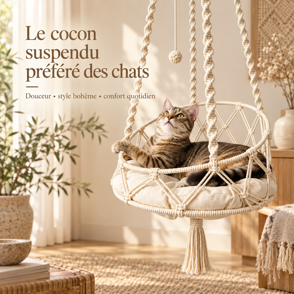 Hamac suspendu bohème en coton pour chat