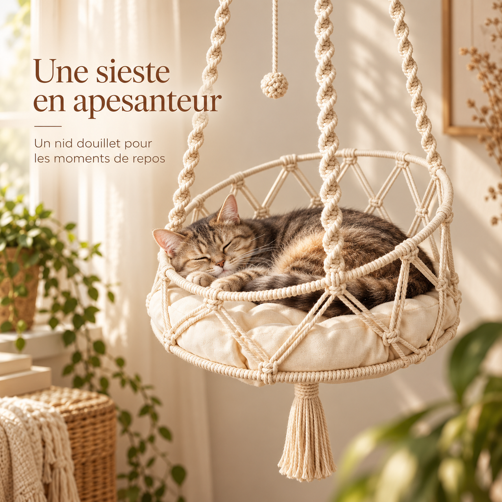 Hamac suspendu bohème en coton pour chat