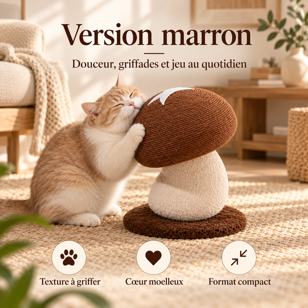 Griffoir pour chat en forme de champignon en jute