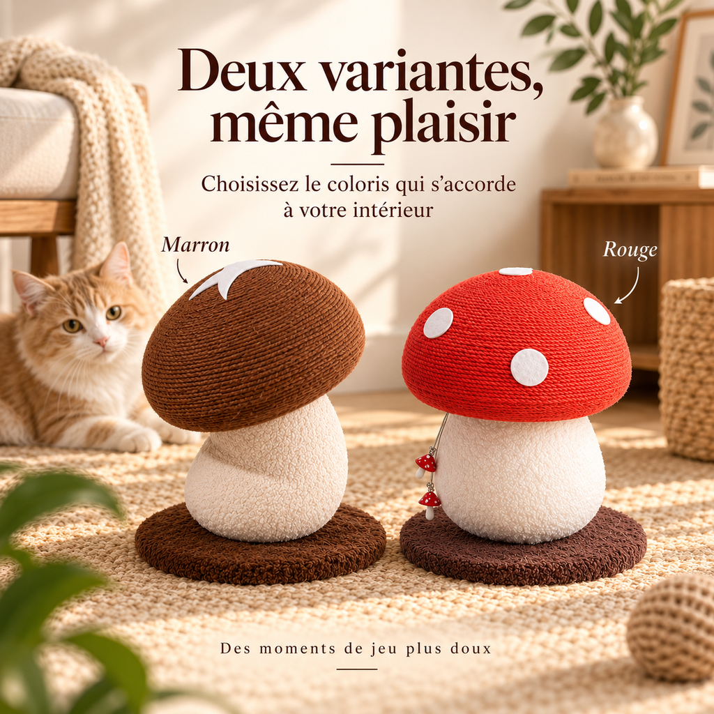 Griffoir pour chat en forme de champignon en jute