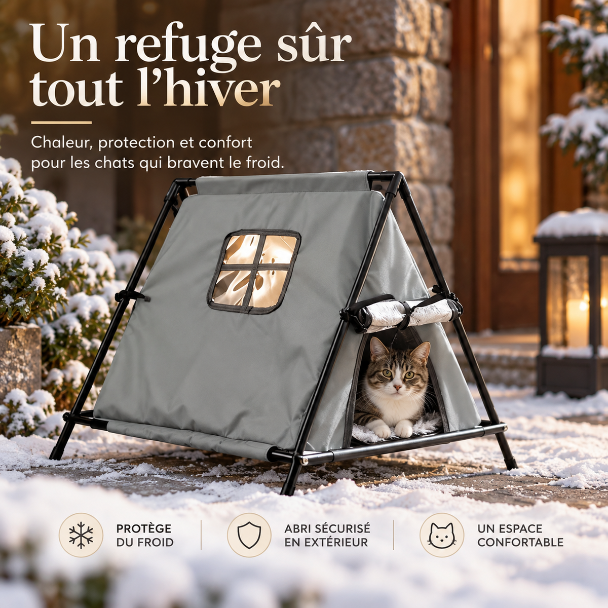 Niche d’extérieur pour chat en tissu Oxford