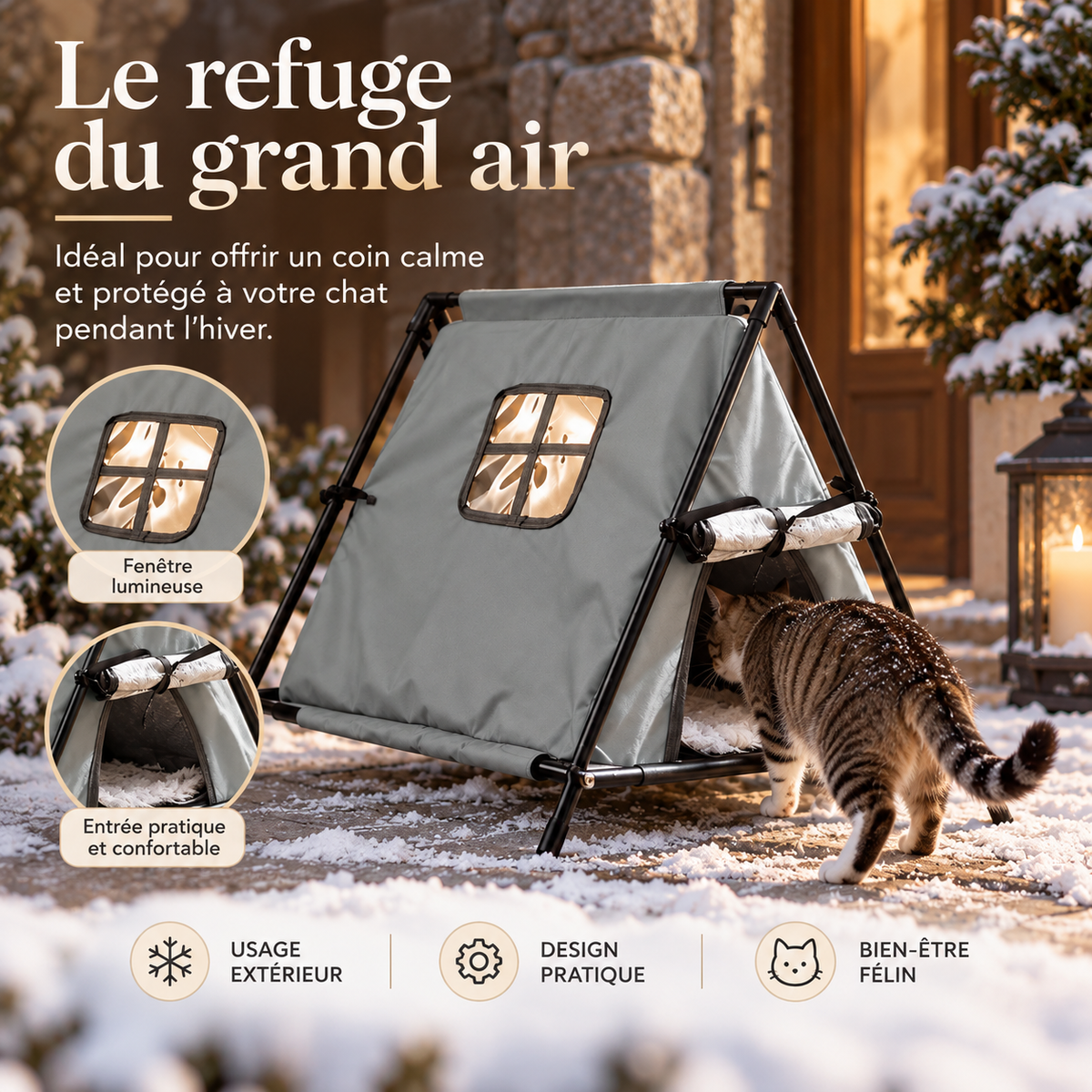 Niche d’extérieur pour chat en tissu Oxford
