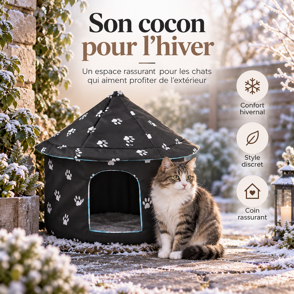 Niche d’extérieur ronde et pliable pour chat en tissu Oxford