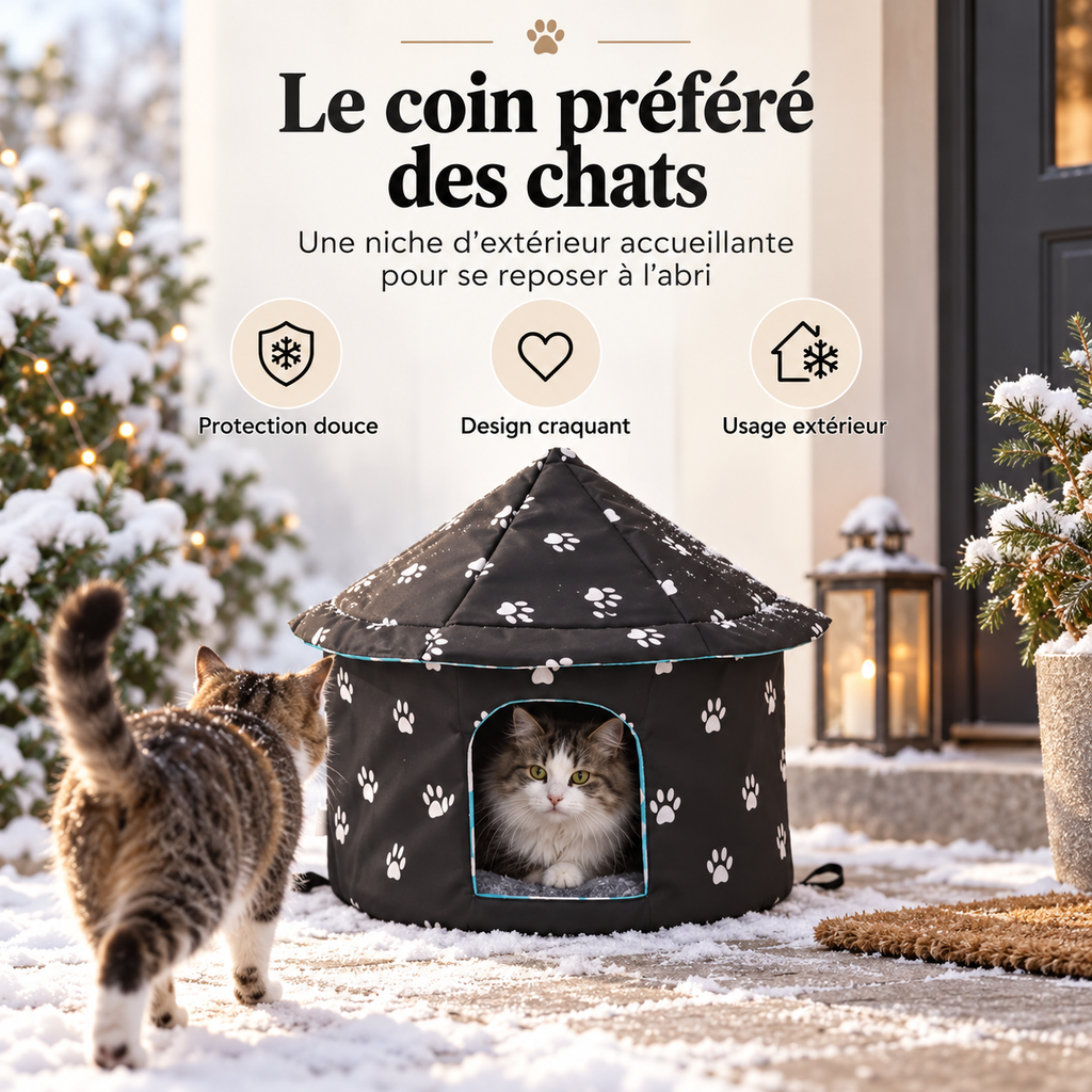 Niche d’extérieur ronde et pliable pour chat en tissu Oxford