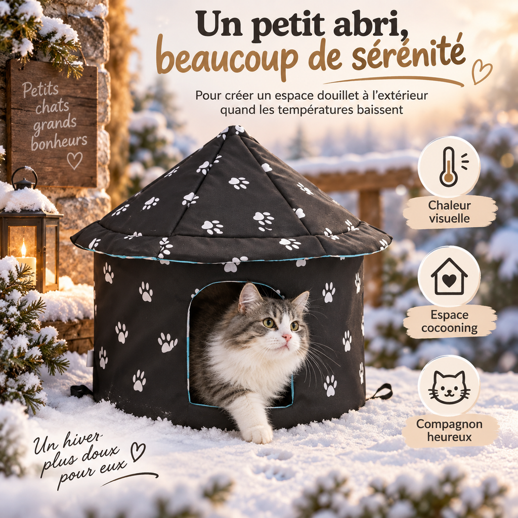 Niche d’extérieur ronde et pliable pour chat en tissu Oxford