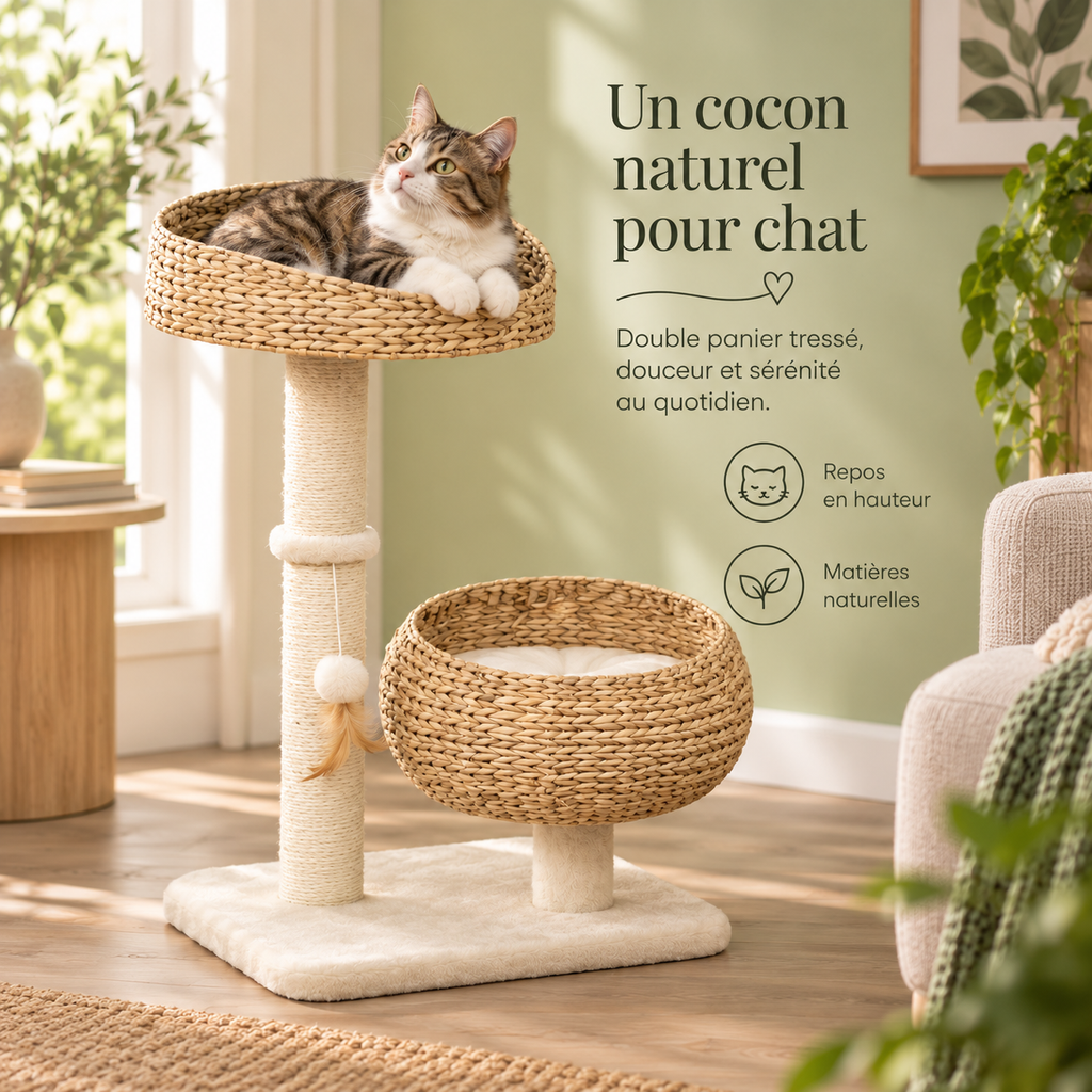 Arbre à chat tressé de 72 cm à deux niveaux