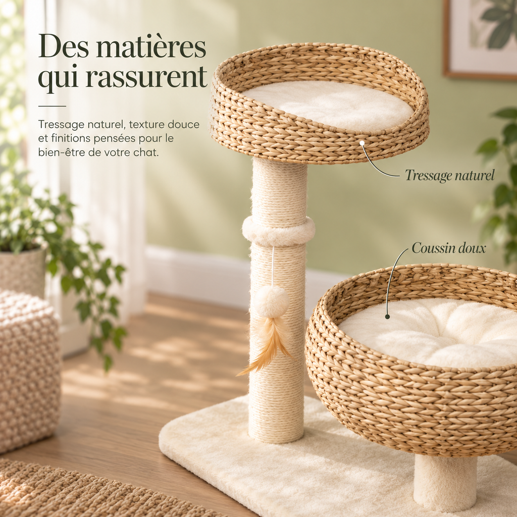 Arbre à chat tressé de 72 cm à deux niveaux