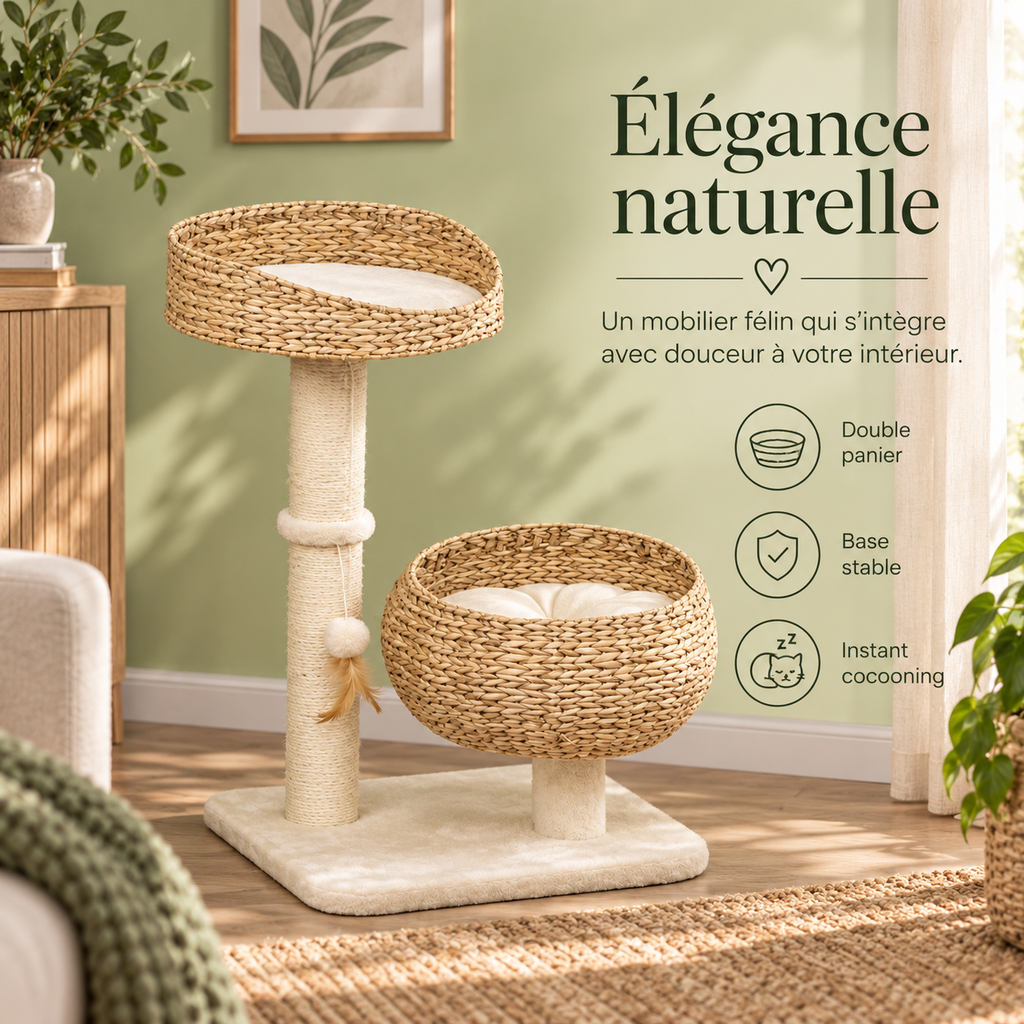 Arbre à chat tressé de 72 cm à deux niveaux