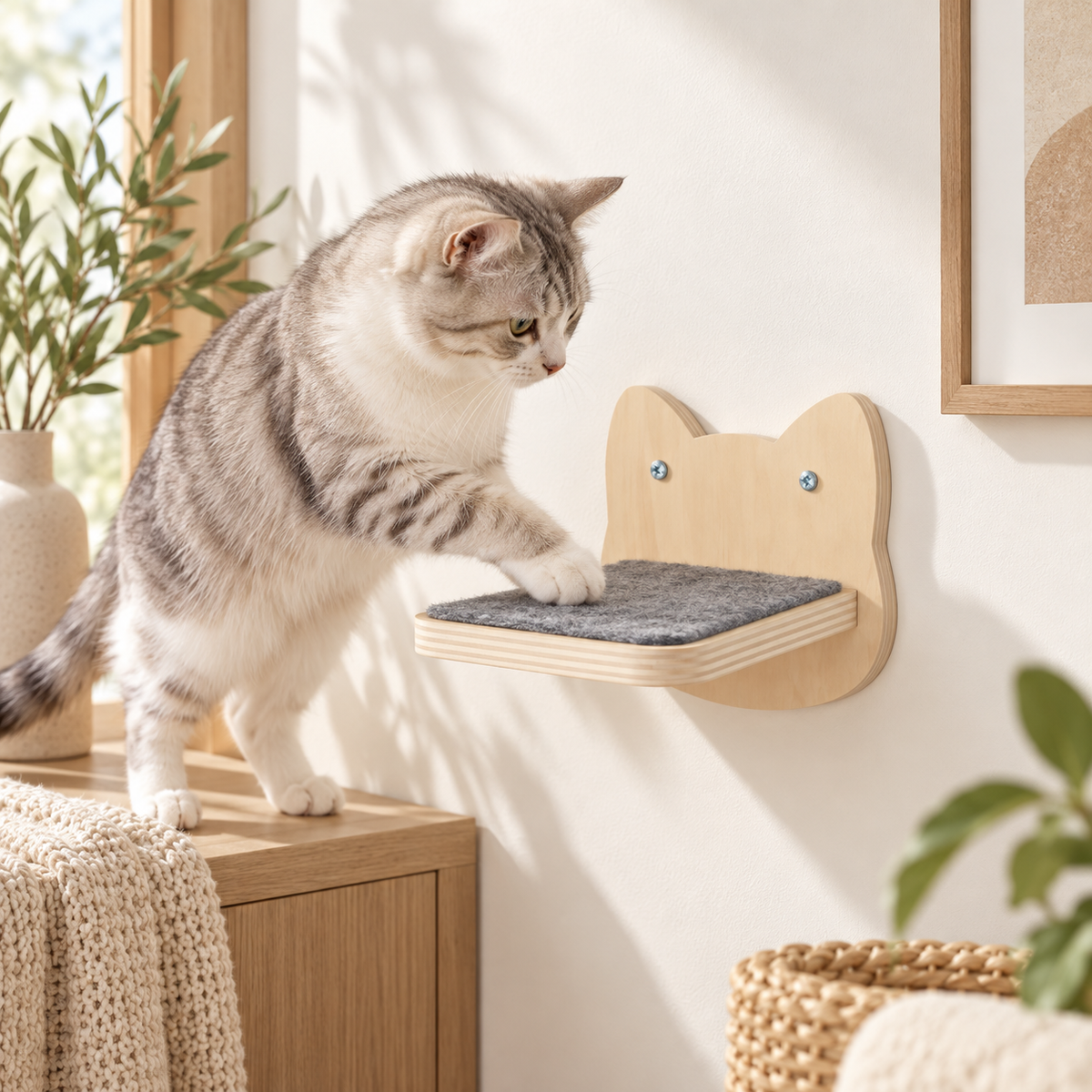 Étagère murale pour chat en bois