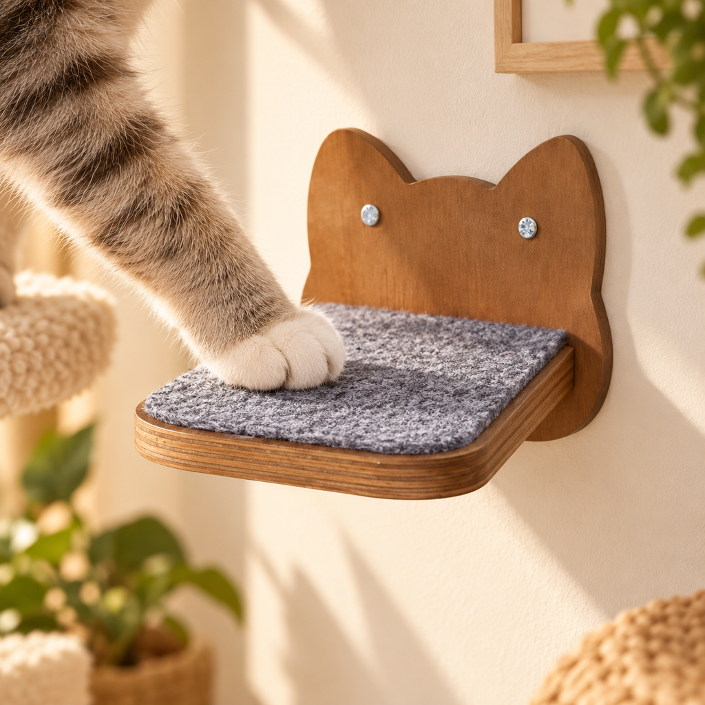 Étagère murale pour chat en bois