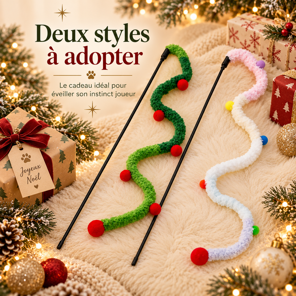 Baguette pour chat style noël avec chenille