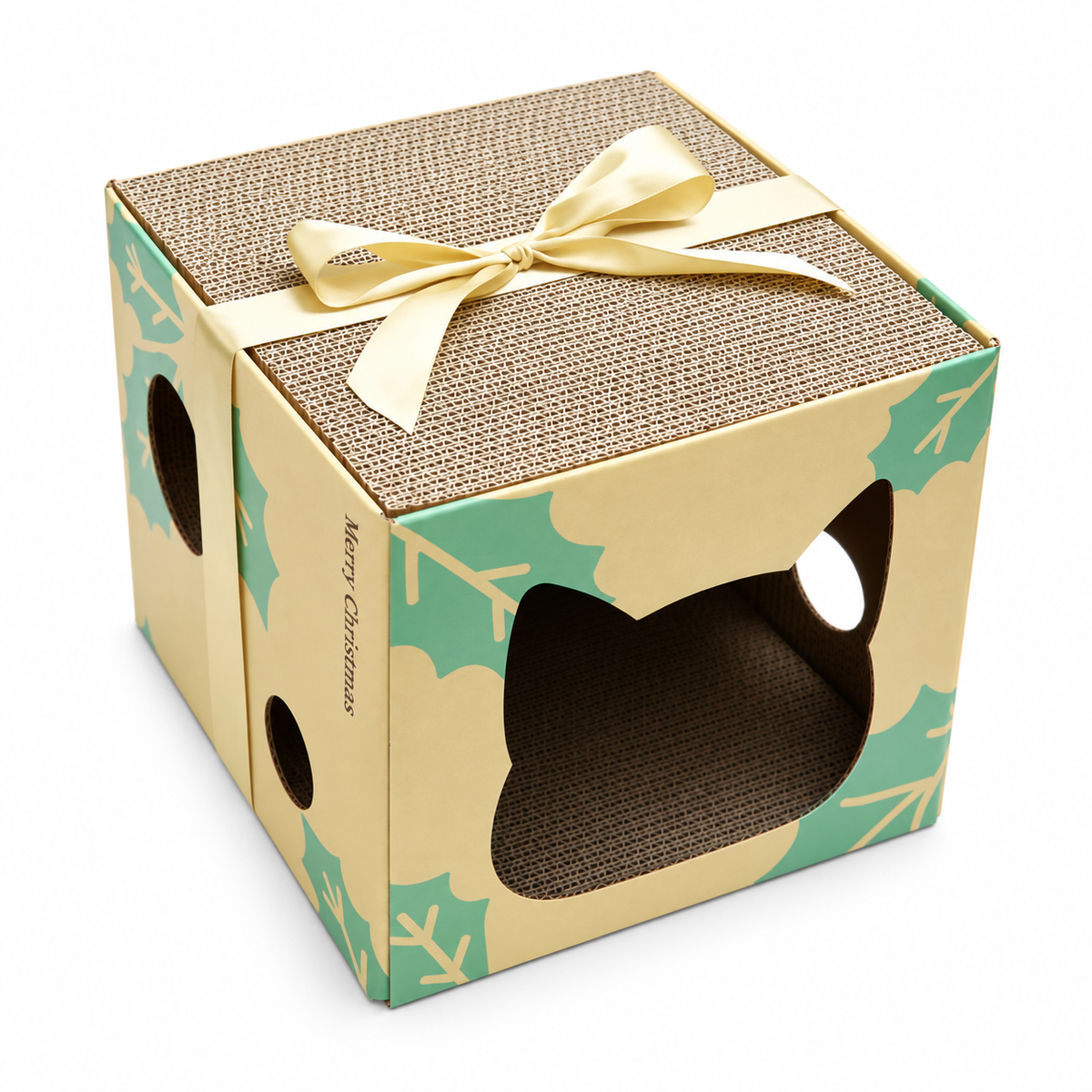 Maisonnette cadeau de Noël avec griffoir pour chat