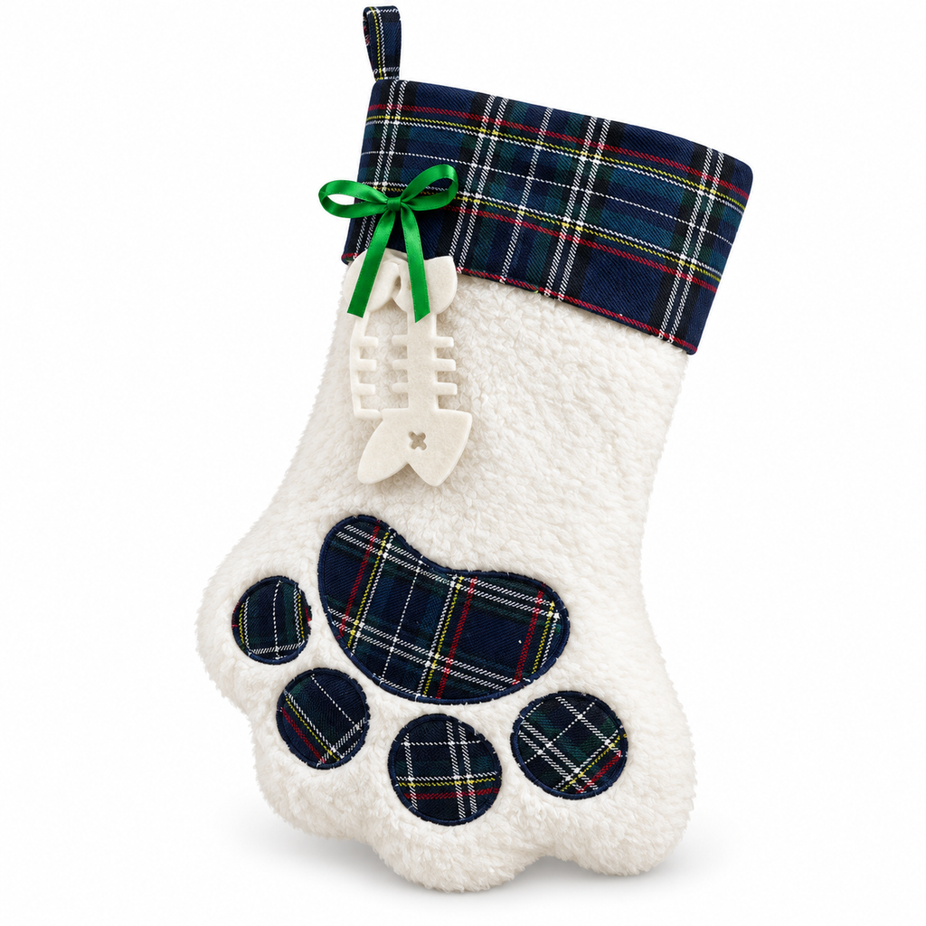 Chaussette de Noël décorative à motif patte de chat