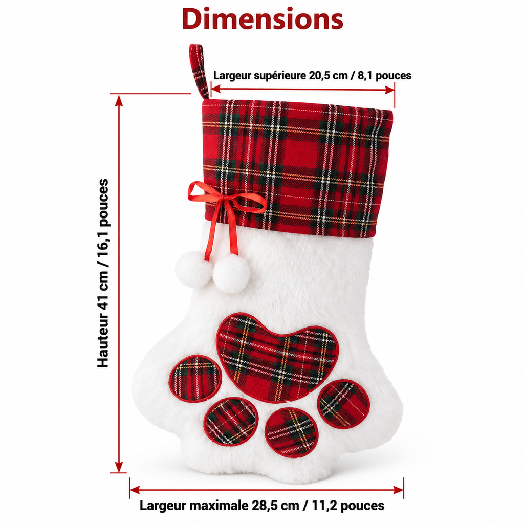 Chaussette de Noël décorative à motif patte de chat