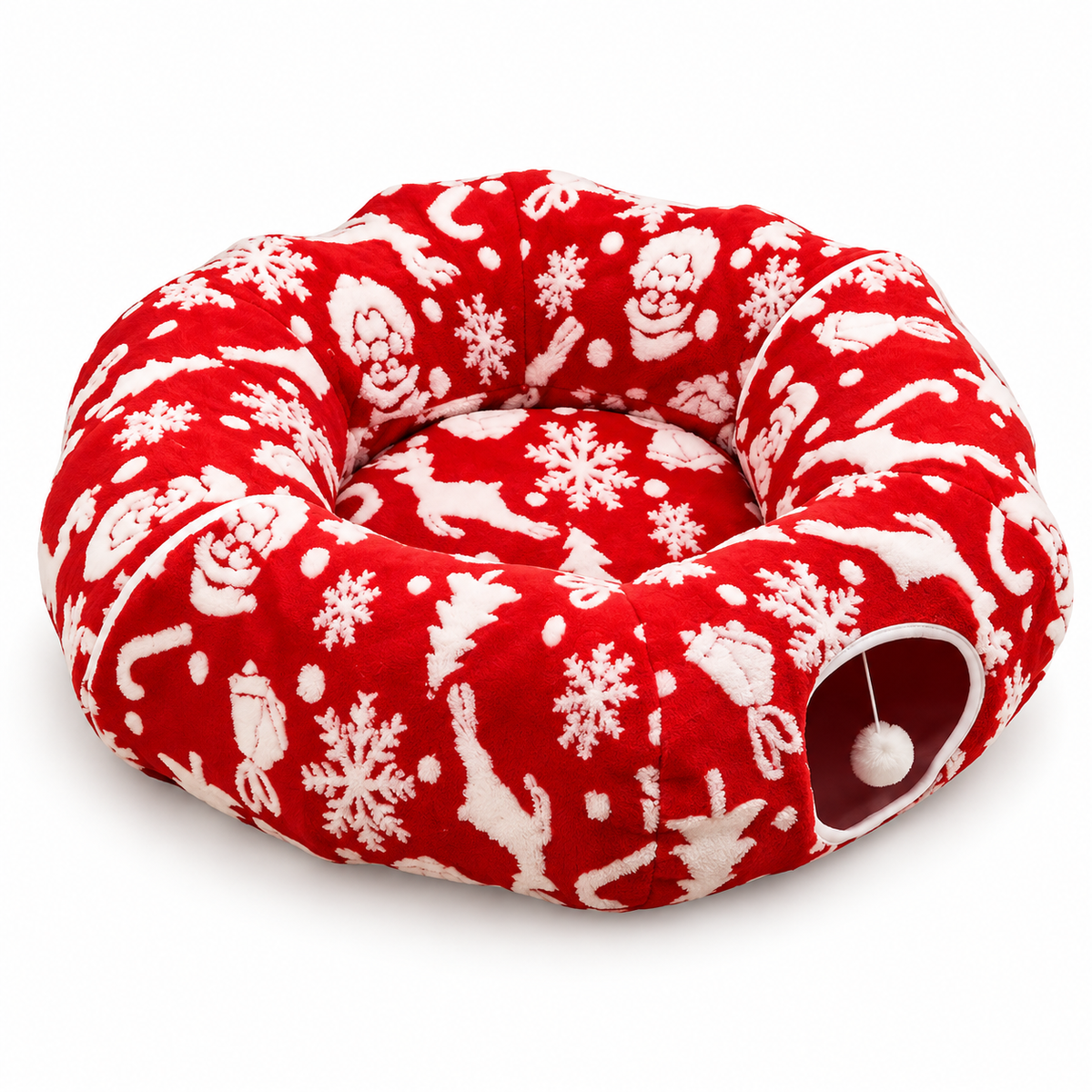Lit pour chat modulable en tunnel de jeu de Noël