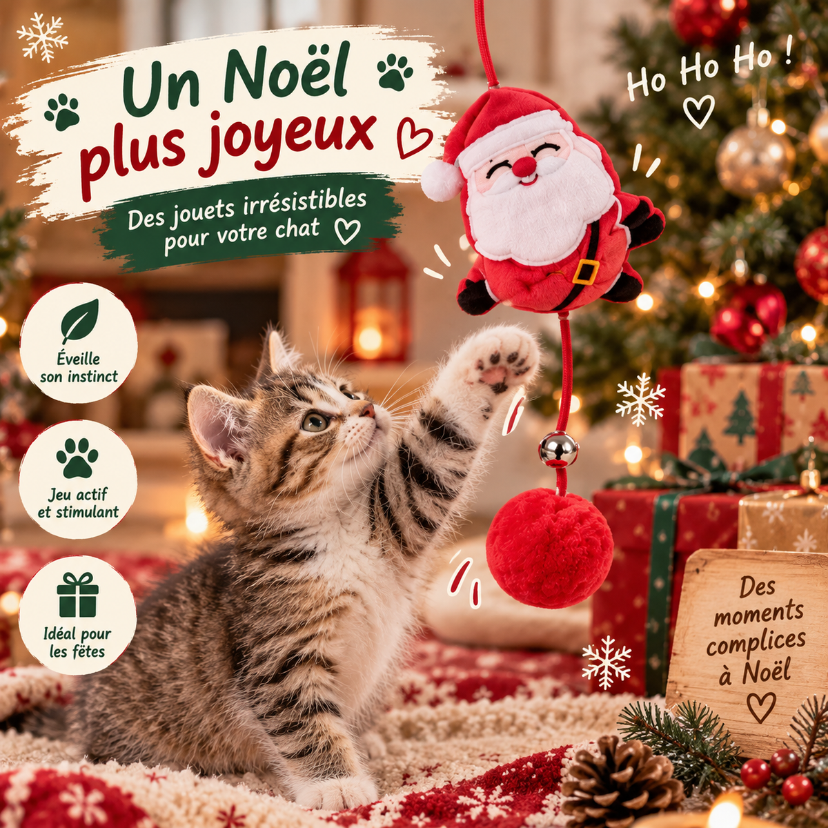 Jouet à suspendre de Noël pour chat – 4 pièces