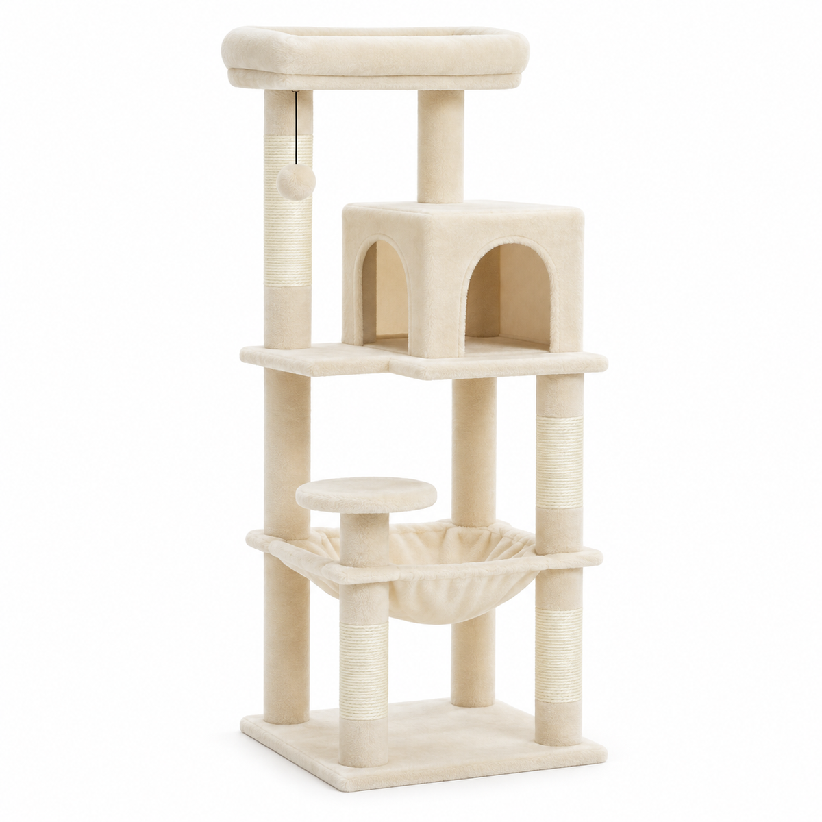 Arbre à chat 5 niveaux avec cadre en métal et grand hamac – 116 cm