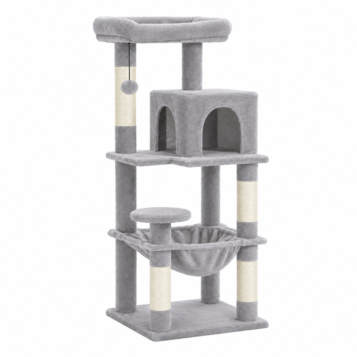 Arbre à chat 5 niveaux avec cadre en métal et grand hamac – 116 cm
