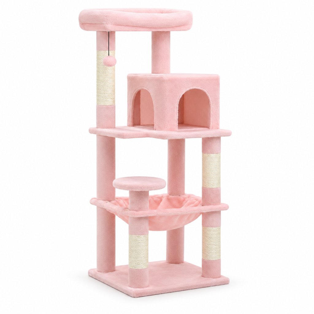 Arbre à chat 5 niveaux avec cadre en métal et grand hamac – 116 cm