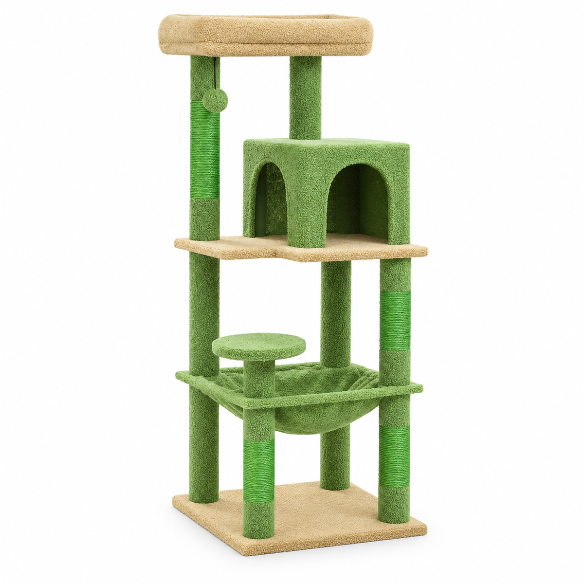 Arbre à chat 5 niveaux avec cadre en métal et grand hamac – 116 cm