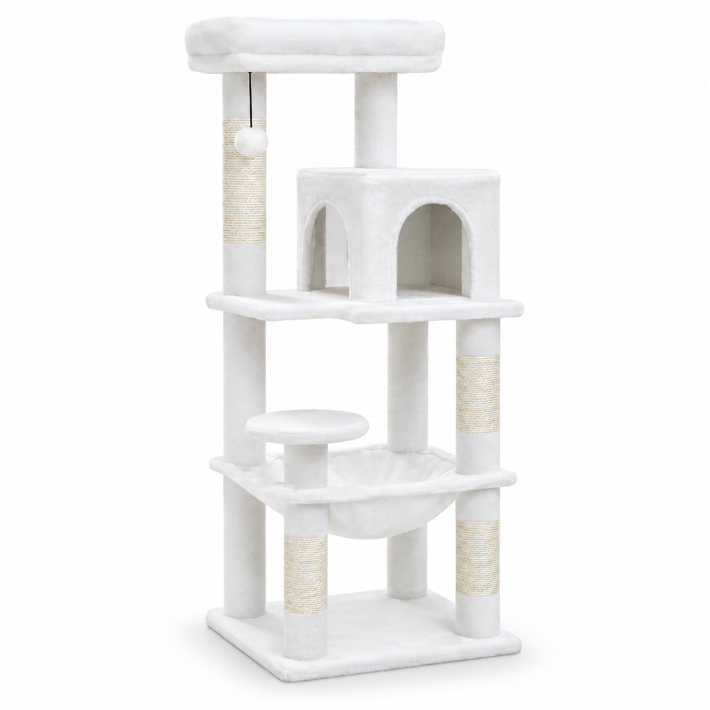 Arbre à chat 5 niveaux avec cadre en métal et grand hamac – 116 cm