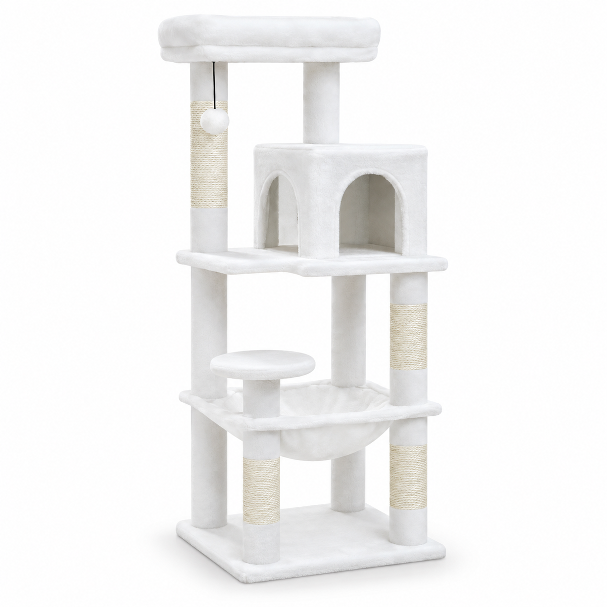 Arbre à chat 5 niveaux avec cadre en métal et grand hamac – 116 cm