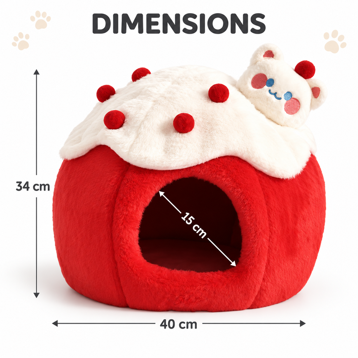 Niche pour chat rouge en forme de gâteau